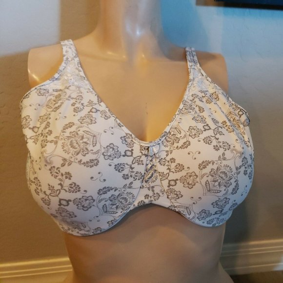 bali minimizer bra 38dd White Gray Floral Underwire Unlined 3385 - Picture 1 of 3